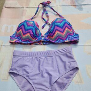 M Women's 2pc Bikini Purple Bathing Suit Beach Swimsuit Swimming